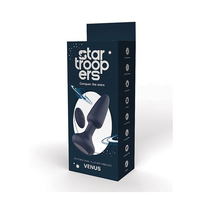 Star Troopers Venus Rotating Anal Plug w/Remote - Black